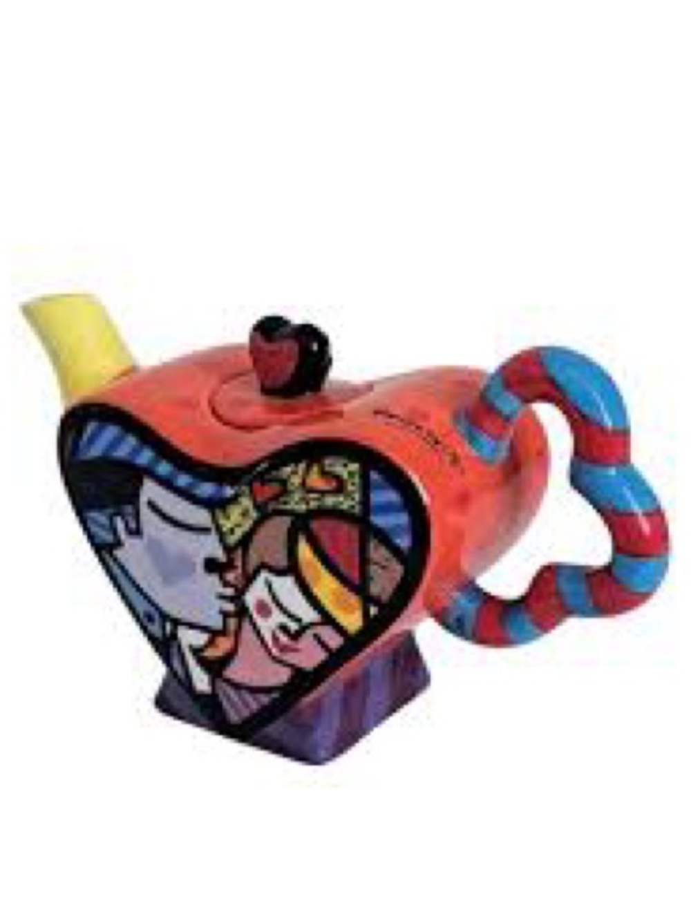 NWT Romero Britto heart-shaped collectible mini teapot